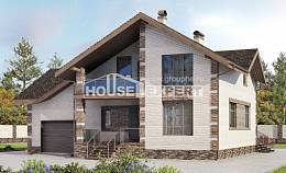 245-005-П Проект двухэтажного дома мансардой и гаражом, простой дом из твинблока, Шымкент