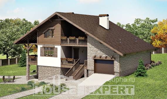 300-003-П Проект трехэтажного дома с мансардой, гараж, классический домик из кирпича, Кокшетау
