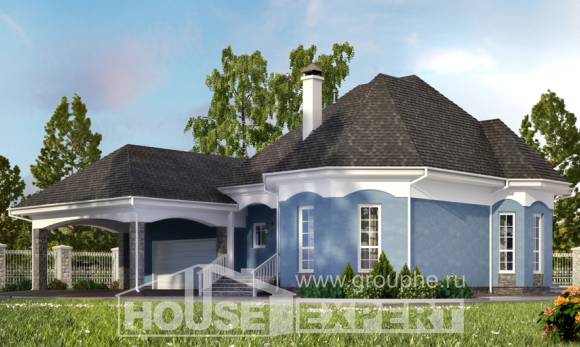 180-007-Л Проект двухэтажного дома мансардный этаж, гараж, простой домик из пеноблока Караганда, House Expert