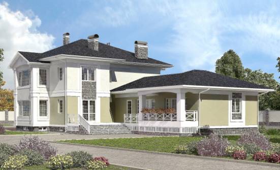 620-001-Л Проект трехэтажного дома и гаражом, классический загородный дом из пеноблока Актау | Проекты домов от House Expert