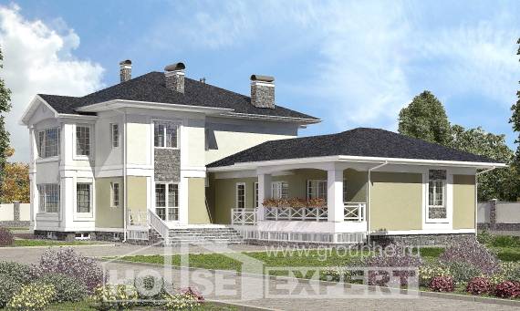 620-001-Л Проект трехэтажного дома и гаражом, классический коттедж из керамзитобетонных блоков, Шымкент