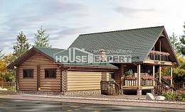 270-002-П Проект двухэтажного дома с мансардой и гаражом, огромный загородный дом из бревен Темиртау, House Expert