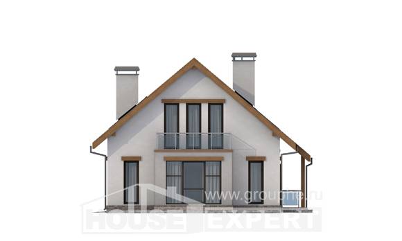 185-005-П Проект двухэтажного дома с мансардным этажом и гаражом, красивый домик из теплоблока, Костанай
