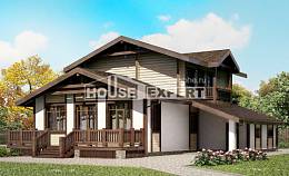 190-004-П Проект двухэтажного дома с мансардой, гараж, красивый дом из твинблока из бревен, Уральск