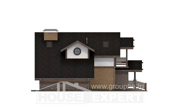 180-011-Л Проект двухэтажного дома мансардой и гаражом, компактный загородный дом из арболита, Атырау