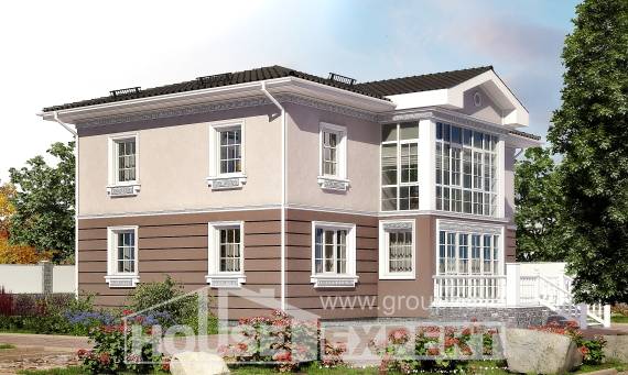 210-005-П Проект двухэтажного дома, красивый коттедж из поризованных блоков, Тараз