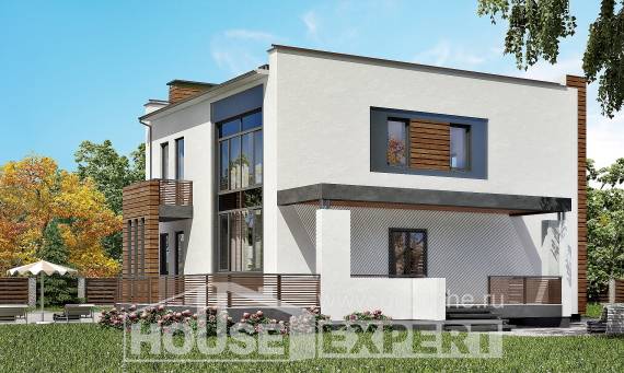 220-003-П Проект двухэтажного дома и гаражом, средний дом из блока Темиртау, House Expert