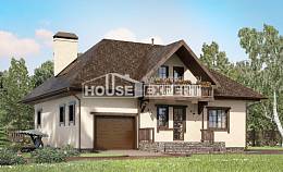 200-001-Л Проект двухэтажного дома с мансардным этажом и гаражом, классический загородный дом из газосиликатных блоков, House Expert
