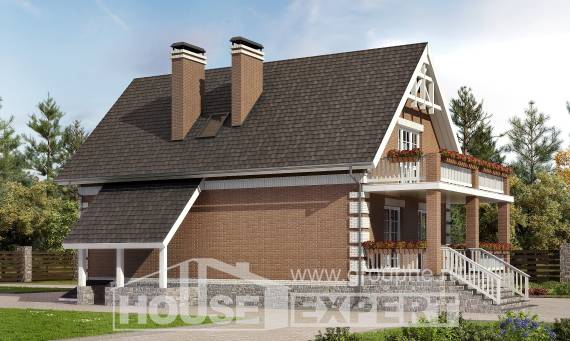 200-009-Л Проект трехэтажного дома с мансардой, гараж, уютный домик из керамзитобетонных блоков, House Expert