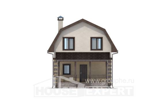 070-004-П Проект двухэтажного дома мансардой, маленький домик из пеноблока Шымкент, House Expert