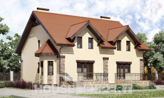 240-001-П Проект двухэтажного дома с мансардным этажом, уютный загородный дом из пеноблока Уральск, House Expert