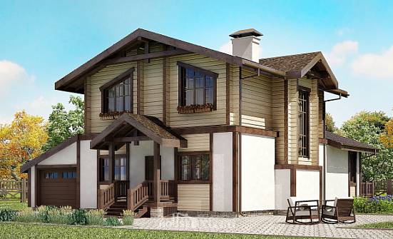 190-004-П Проект двухэтажного дома мансардный этаж, гараж, красивый домик из твинблока из дерева, Кокшетау