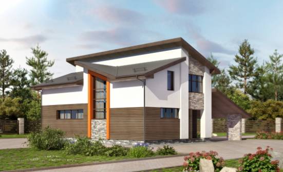 200-010-П Проект двухэтажного дома с мансардой, гараж, современный загородный дом из керамзитобетонных блоков, Костанай