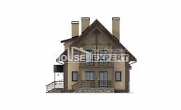 185-003-Л Проект двухэтажного дома с мансардой и гаражом, простой коттедж из арболита Актау, House Expert
