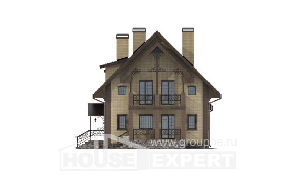 185-003-Л Проект двухэтажного дома с мансардой и гаражом, красивый домик из блока, Кызылорда