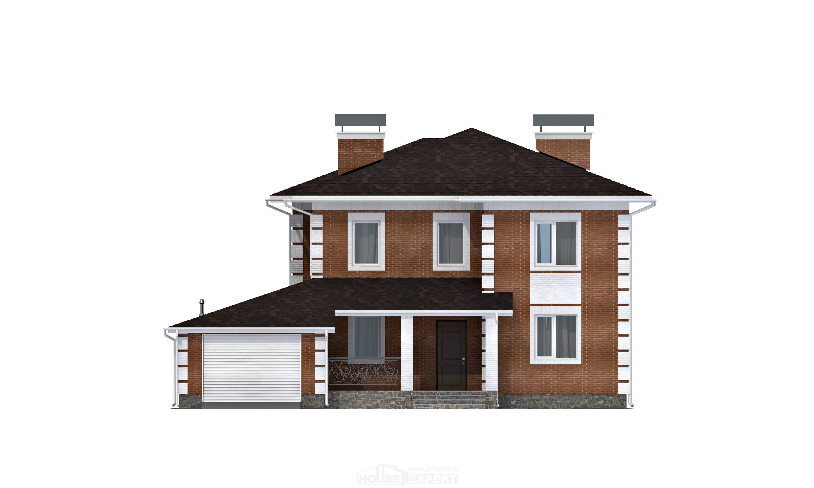 220-004-Л Проект двухэтажного дома и гаражом, просторный домик из кирпича Кокшетау, House Expert