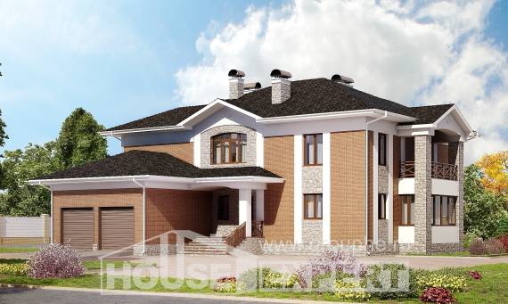 520-002-Л Проект трехэтажного дома, гараж, классический коттедж из пеноблока, Кокшетау
