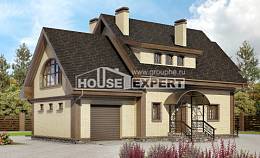 185-003-Л Проект двухэтажного дома мансардой, гараж, классический коттедж из бризолита Атырау, House Expert