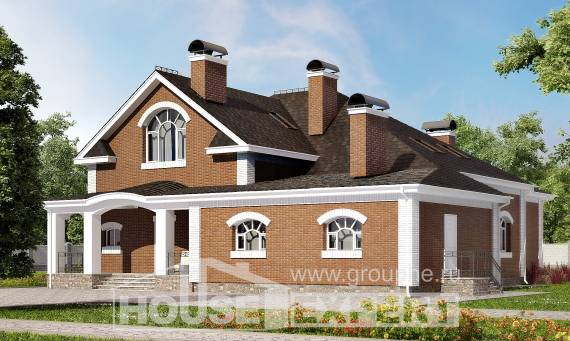 400-003-П Проект двухэтажного дома с мансардой, просторный загородный дом из поризованных блоков, Темиртау