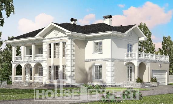 340-002-П Проект двухэтажного дома и гаражом, огромный дом из кирпича Петропавловск, House Expert