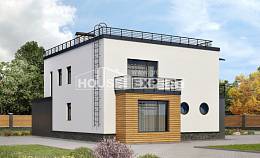 260-002-П Проект двухэтажного дома и гаражом, современный дом из теплоблока Петропавловск, House Expert