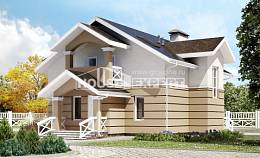 155-009-П Проект двухэтажного дома с мансардным этажом, простой домик из газобетона Костанай, House Expert
