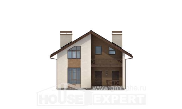 170-002-П Проект двухэтажного дома с мансардой, экономичный загородный дом из блока, Семей