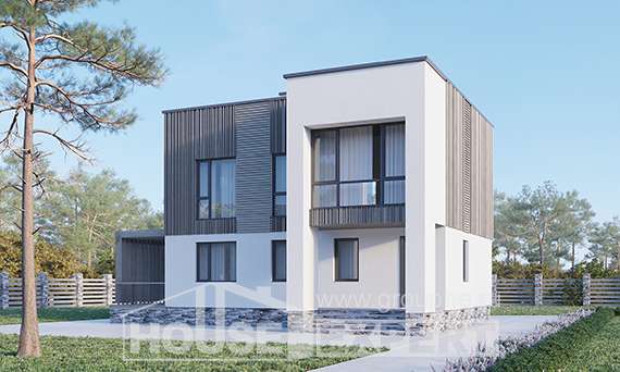 150-017-П Проект двухэтажного дома, компактный загородный дом из арболита Шымкент, House Expert