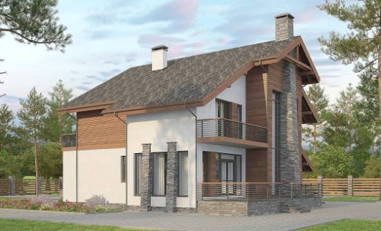 270-003-Л Проект двухэтажного дома с мансардой, гараж, красивый загородный дом из бризолита, Уральск