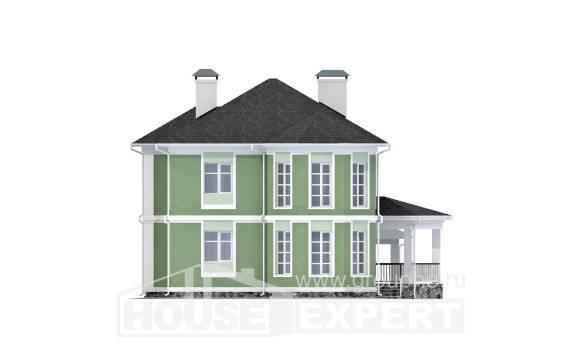 170-001-Л Проект двухэтажного дома и гаражом, недорогой дом из арболита, House Expert