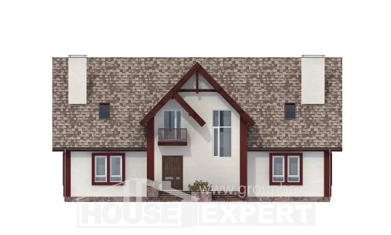 300-008-Л Проект двухэтажного дома с мансардным этажом и гаражом, просторный коттедж из газобетона, Темиртау