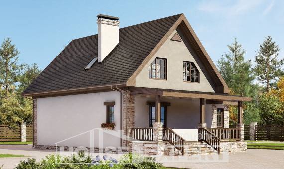 140-002-Л Проект двухэтажного дома мансардой, бюджетный загородный дом из пеноблока Рудный, House Expert