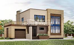 220-003-Л Проект двухэтажного дома, гараж, красивый домик из газобетона Актау, House Expert