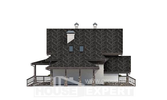 160-002-Л Проект двухэтажного дома с мансардой и гаражом, классический загородный дом из блока, Атырау