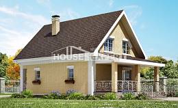 130-004-П Проект двухэтажного дома с мансардой, компактный дом из газосиликатных блоков Караганда, House Expert