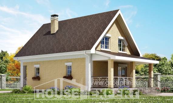 130-004-П Проект двухэтажного дома мансардой, небольшой дом из арболита Караганда, House Expert