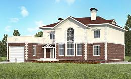 380-001-Л Проект двухэтажного дома и гаражом, красивый домик из кирпича Кокшетау, House Expert