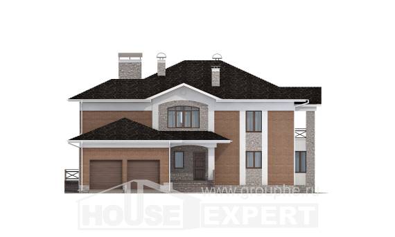 520-002-Л Проект трехэтажного дома и гаражом, большой коттедж из пеноблока, Павлодар