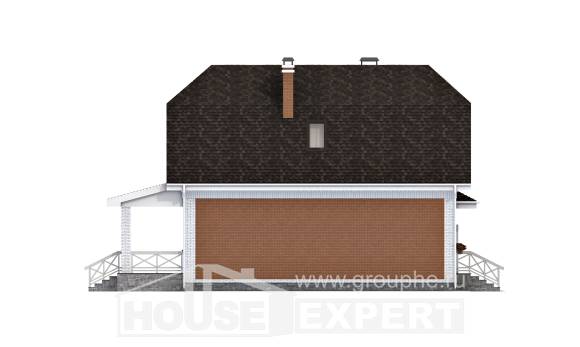 160-006-П Проект двухэтажного дома мансардой и гаражом, простой домик из газобетона Рудный, House Expert