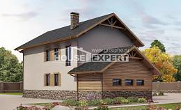 200-005-Л Проект двухэтажного дома и гаражом, просторный домик из газобетона Уральск, House Expert