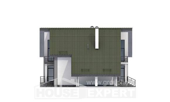 170-009-Л Проект двухэтажного дома с мансардой и гаражом, небольшой загородный дом из бризолита, Кызылорда