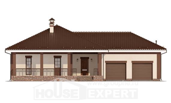 160-015-П Проект одноэтажного дома, гараж, скромный домик из пеноблока Уральск, House Expert