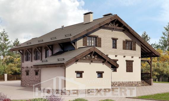 255-002-П Проект двухэтажного дома с мансардой и гаражом, красивый дом из блока Кызылорда, House Expert