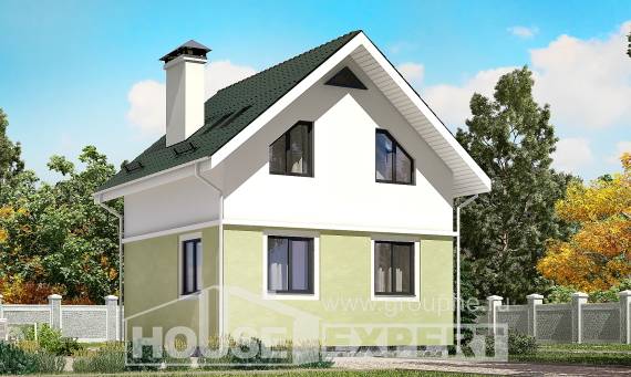 070-001-П Проект двухэтажного дома мансардный этаж, компактный дом из блока Петропавловск, House Expert