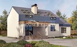 150-015-П Проект двухэтажного дома мансардный этаж, гараж, бюджетный домик из газобетона, House Expert