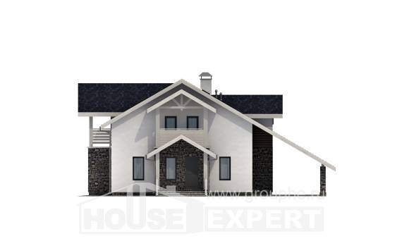 155-010-П Проект двухэтажного дома с мансардой и гаражом, экономичный загородный дом из газосиликатных блоков, Актау