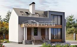 120-004-П Проект двухэтажного дома мансардный этаж, недорогой загородный дом из поризованных блоков Павлодар, House Expert