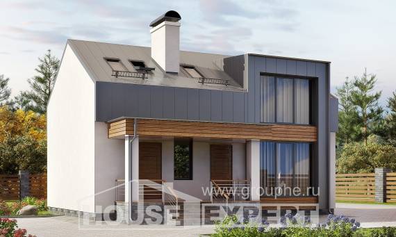 120-004-П Проект двухэтажного дома мансардный этаж, недорогой загородный дом из поризованных блоков Павлодар, House Expert