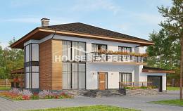 305-001-П Проект двухэтажного дома и гаражом, просторный домик из твинблока Алма-Ата, House Expert