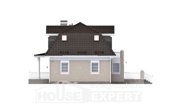 210-001-Л Проект двухэтажного дома с мансардой, классический загородный дом из теплоблока, Кокшетау